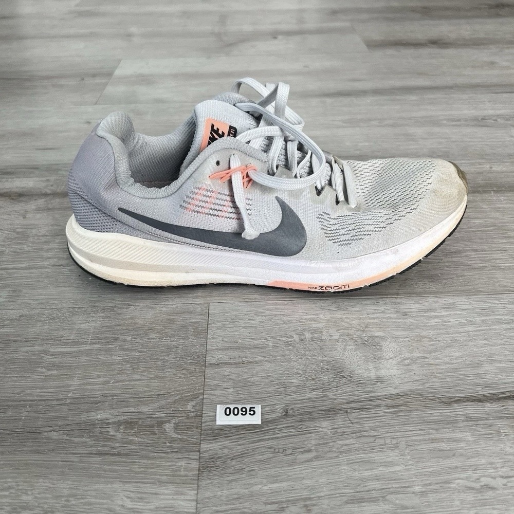 Nike Zoom Structure Womenโs 8.5 Gray Coral Running Walking Shoes 904701-008